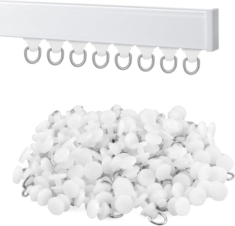 Catuy 100Pcs Plastic Curtain Track Glider, Ceiling Sliding Curtain Track Hooks, Shower Curtain Pulley for Window Shower Curtain Tracks（White） - Image 1